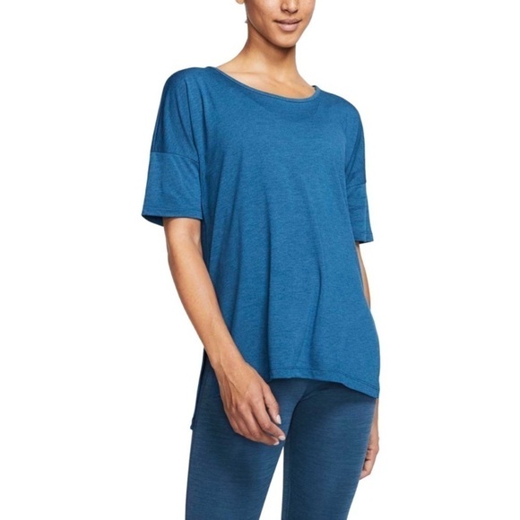Nike Dri-FIT Short Sleeve Yoga Training Top Blue Size Small - Picture 1 of 9